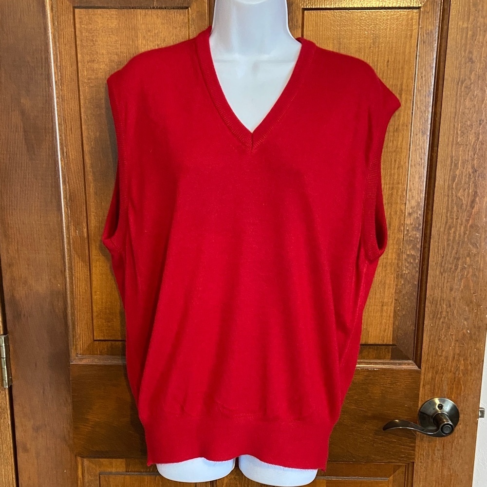 Vintage Par Four Sportswear Sweater Vest Mens X Red V-Neck Acrylic Golf Sz XL - Picture 2 of 8